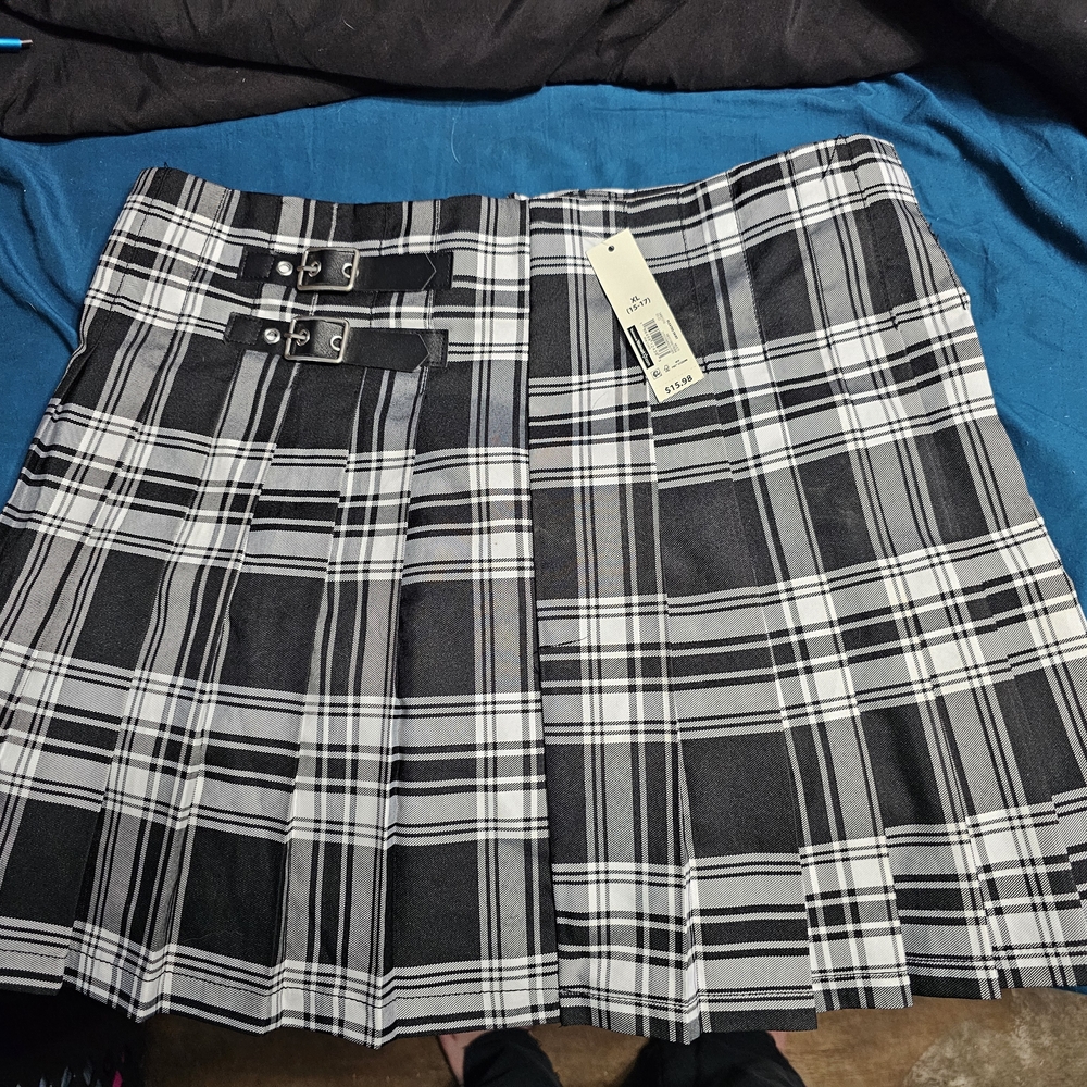 Plaid Skirt with Buckle Detail